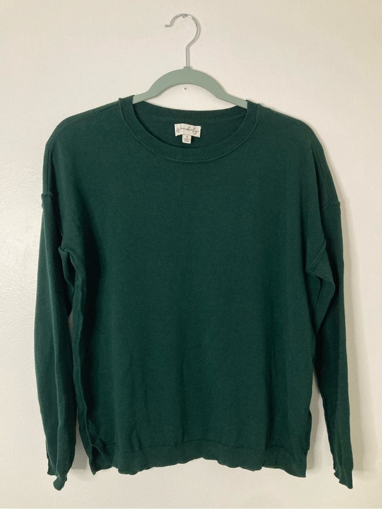 Wonderly Sweaters - Wonderly Forest Green Crewneck Pullover Sweater Size S